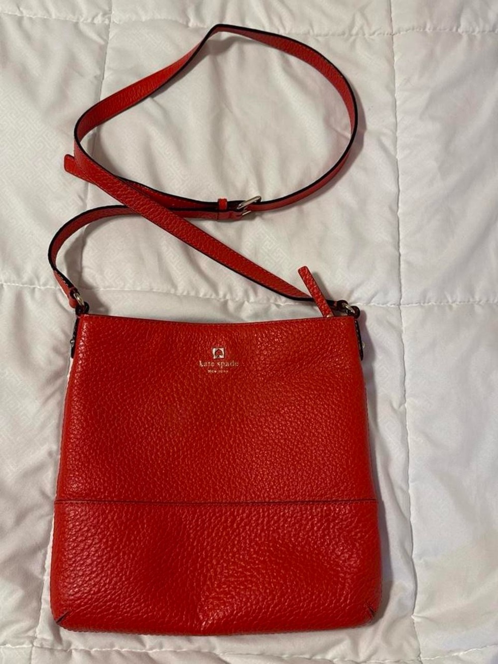 kate spade Red Pebbled Leather Crossbody Shoulder Bag